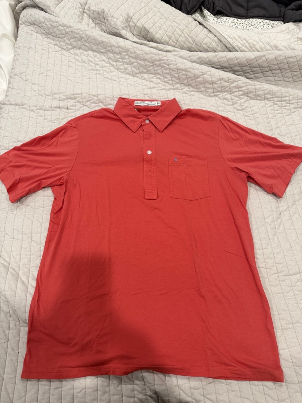 Criquet Coral-Red Polo with Chest Pocket